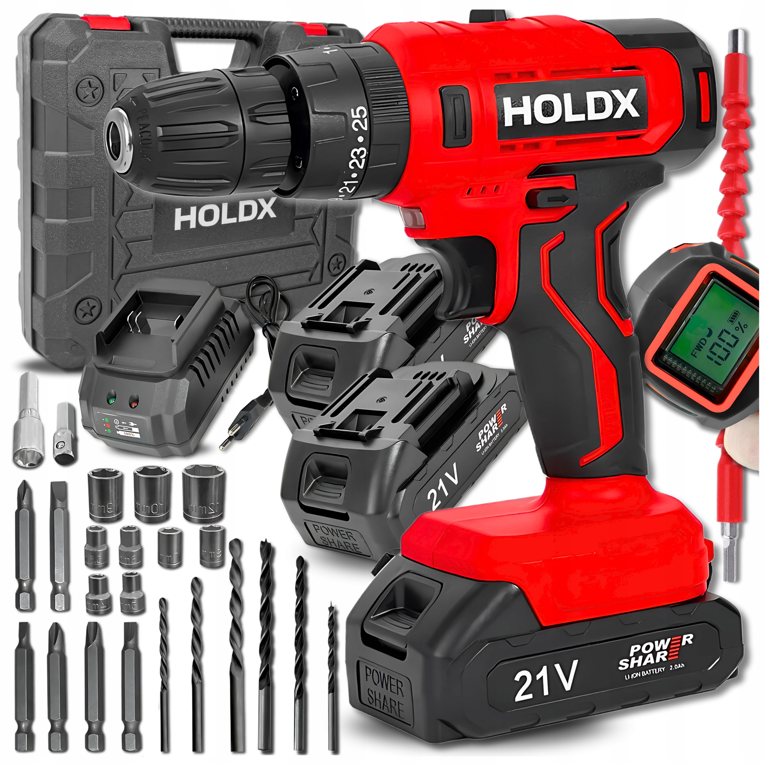 Aku Vrtačka Holdx 21V 2.0Ah Sada XL Kufr