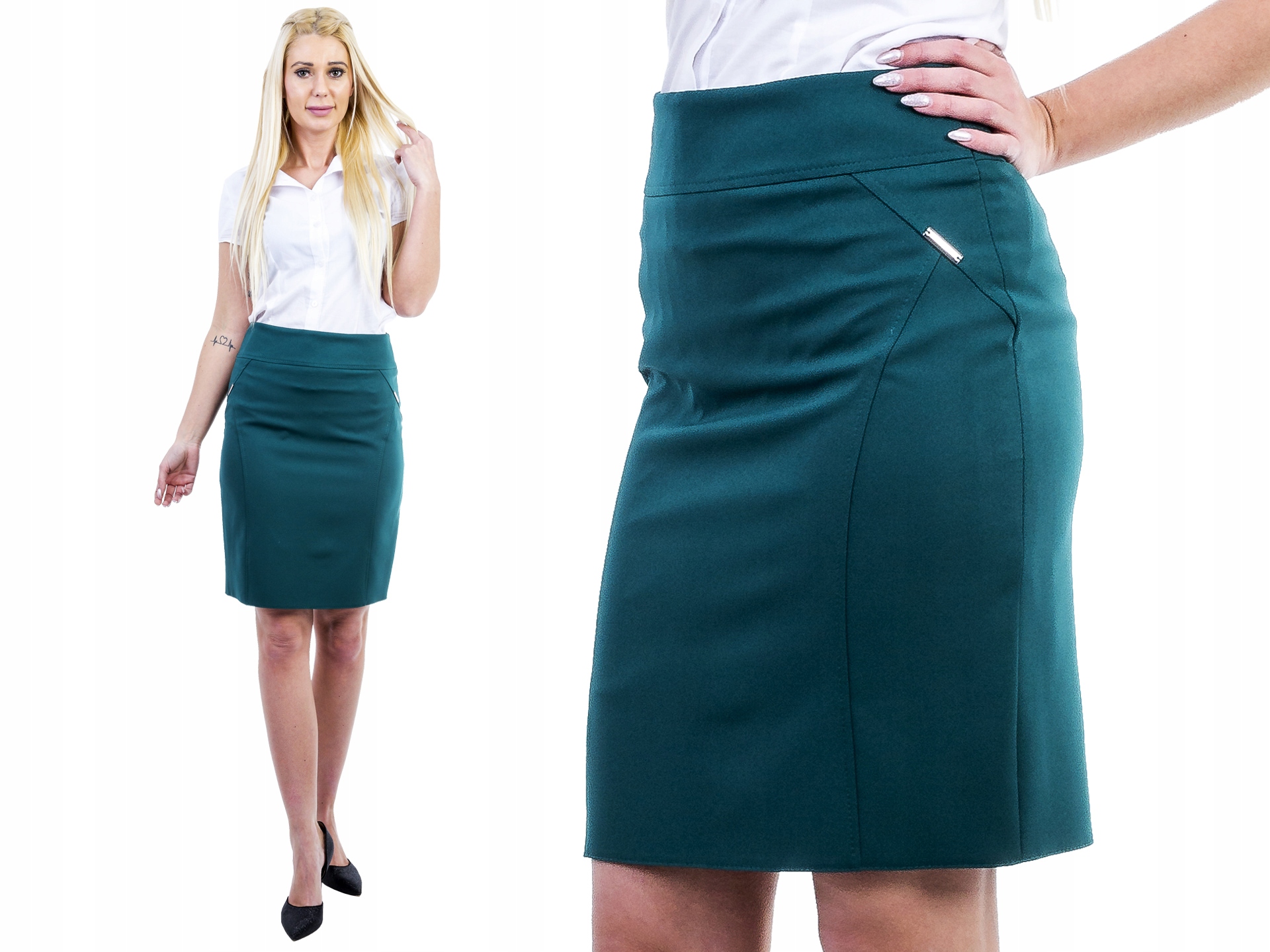 

D378 Spódnica Ołówkowa Turkus r. 42