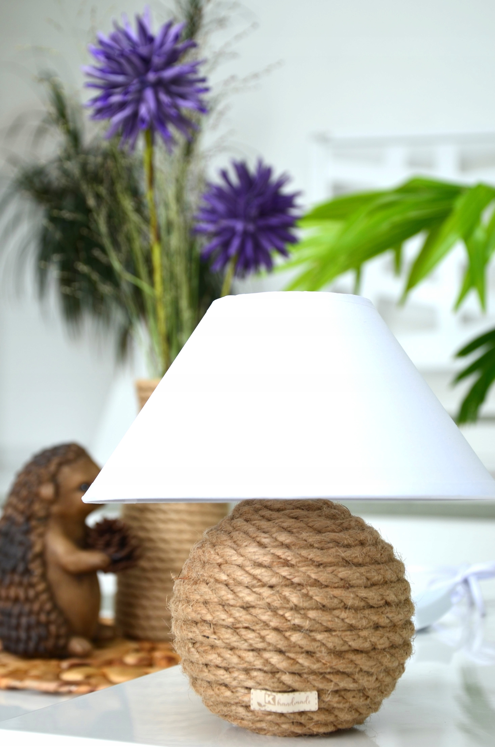 MINI Lampka biurkowa Boho pleciony sznurek juta Szerokość produktu 20 cm
