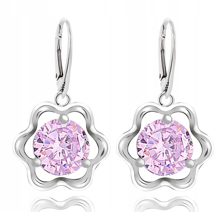 

Kolczyki Kwiatki Różowe Cyrkonie Angielskie Zapięc