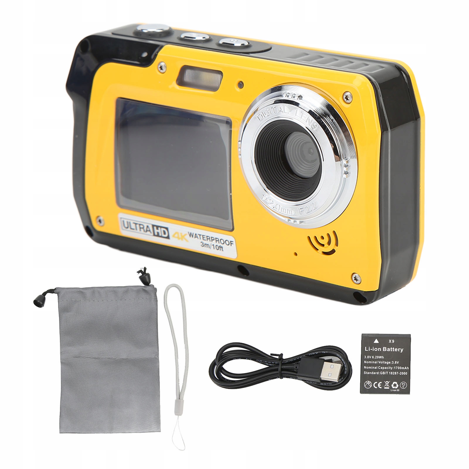 Digitální Fotoaparát Kamera 4K 56MP 18X Zoom Voděodolné Vodítko Taška Sada