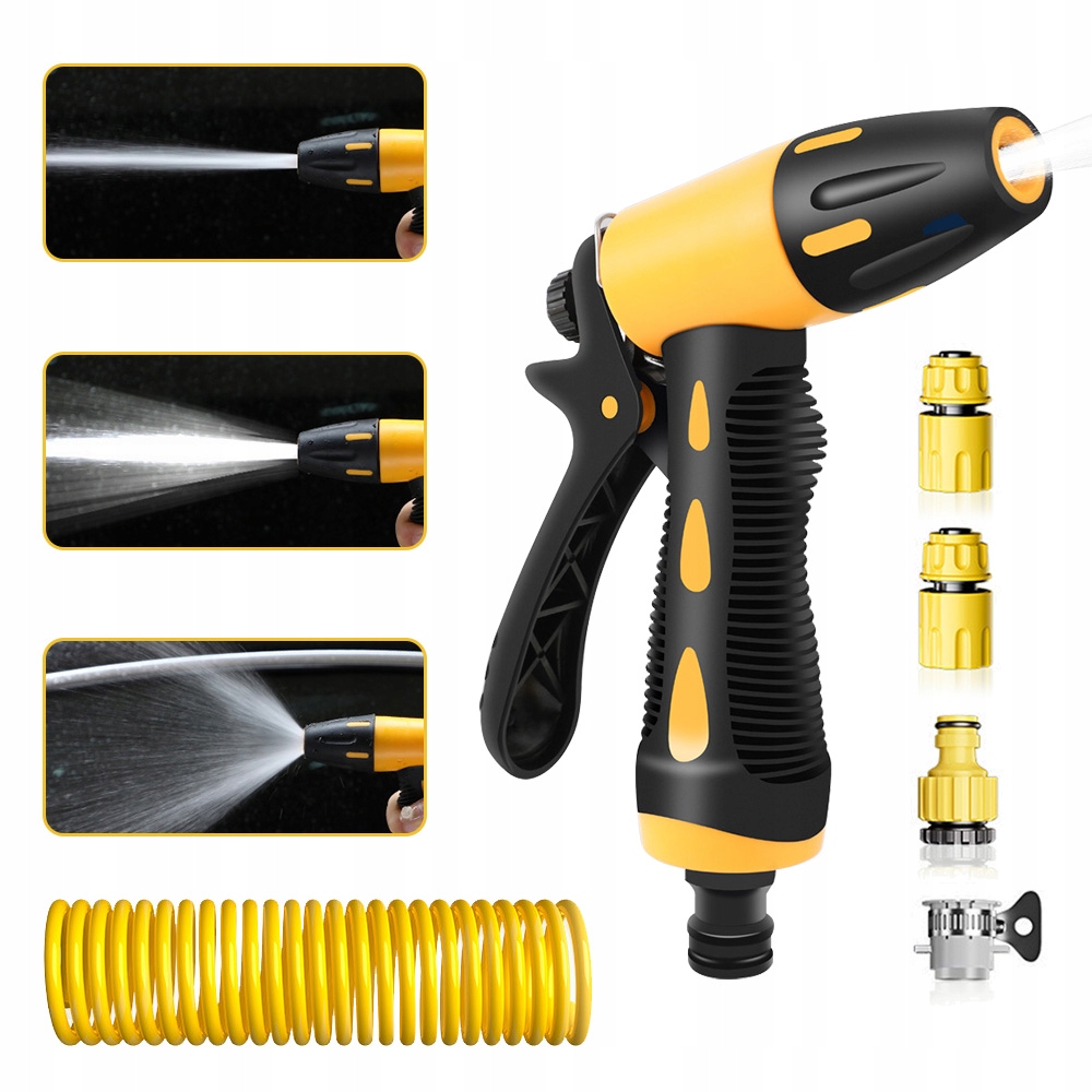 Hadice 15 M Pružinová S Pistolí Vysoký Tlak Navíjení Mytí