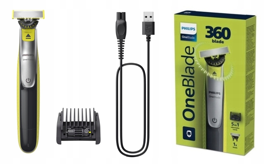 Zestaw Golarka Trymer Philips Oneblade 360 QP2734 Nasadka 5 w 1