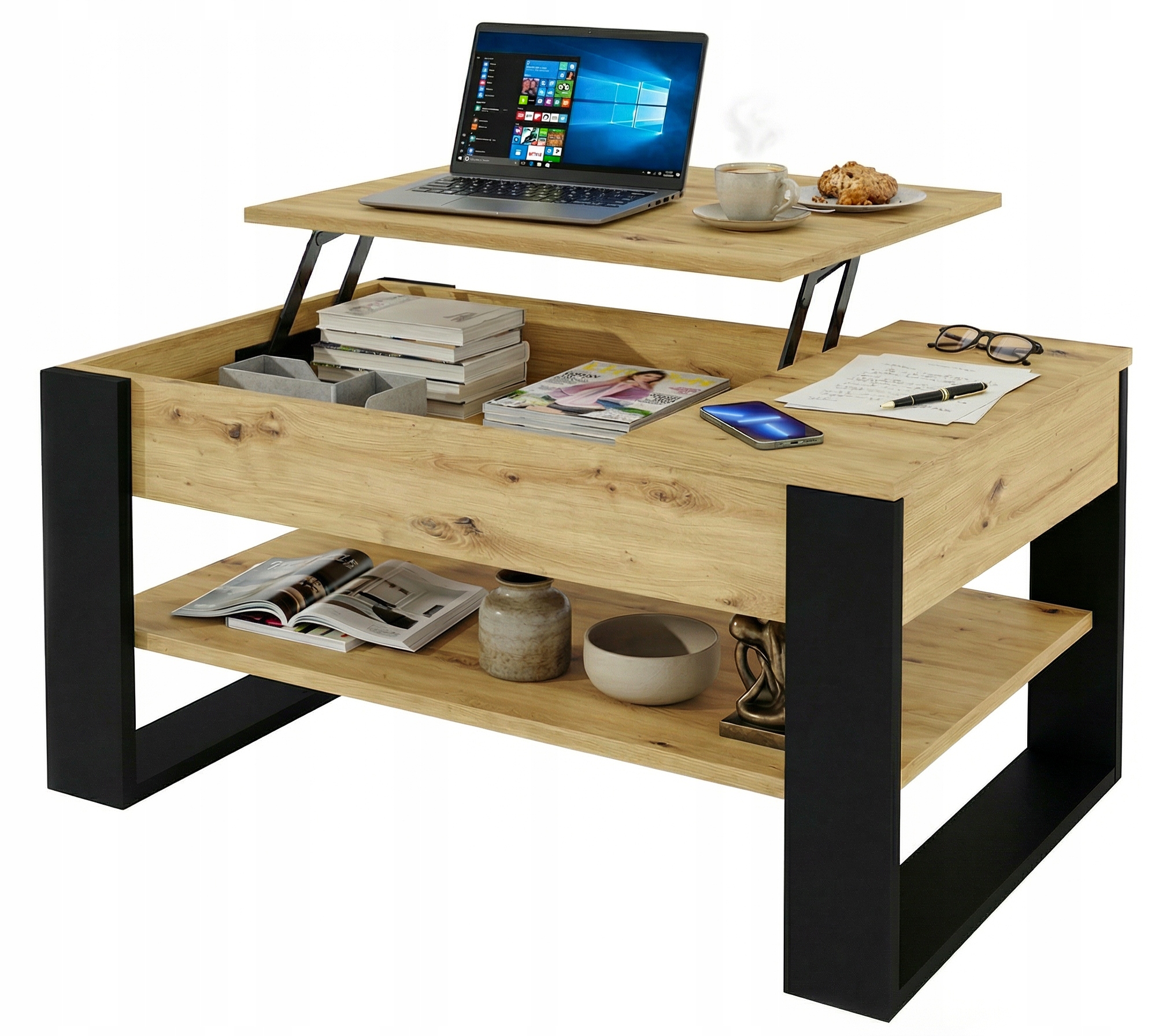 Konferenční stolek rozkládací stůl zvedací deska obývací pokoj Dub Artisan