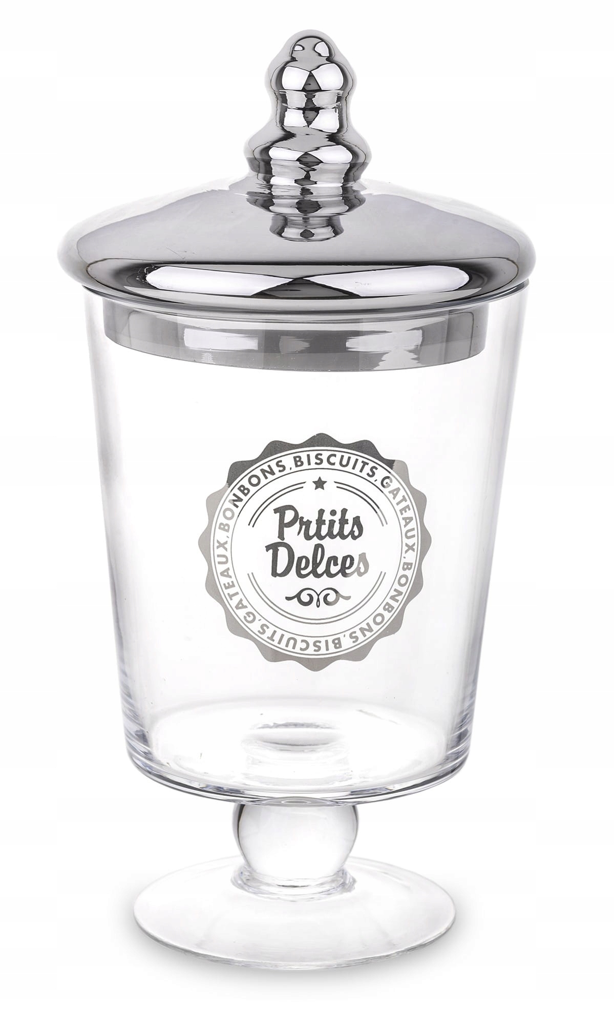 

Szklany pojemnik dekoracyjny srebrny 25x12 139089