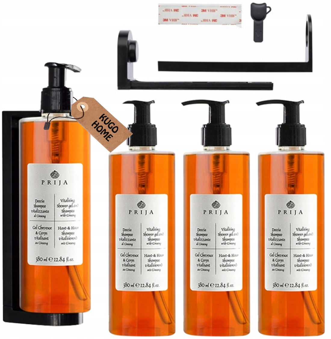 Prija Sada 380 ml Šampon a Sprchový Gel Zen-šeň x4 Držák KUGOhome