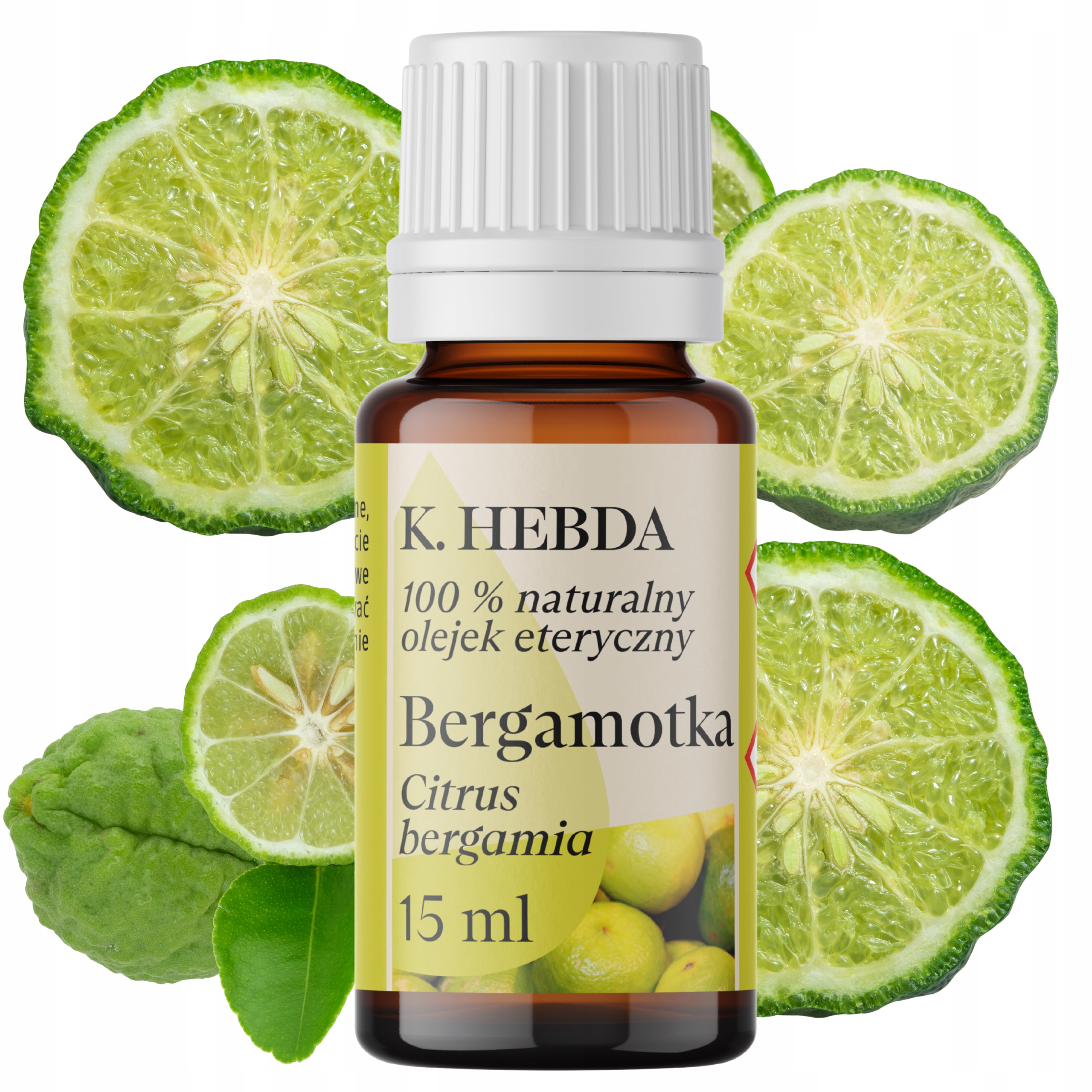 Olejek Eteryczny Z Bergamotki 100% Naturalny Orzeźwiający Zapach 15ml Hebda