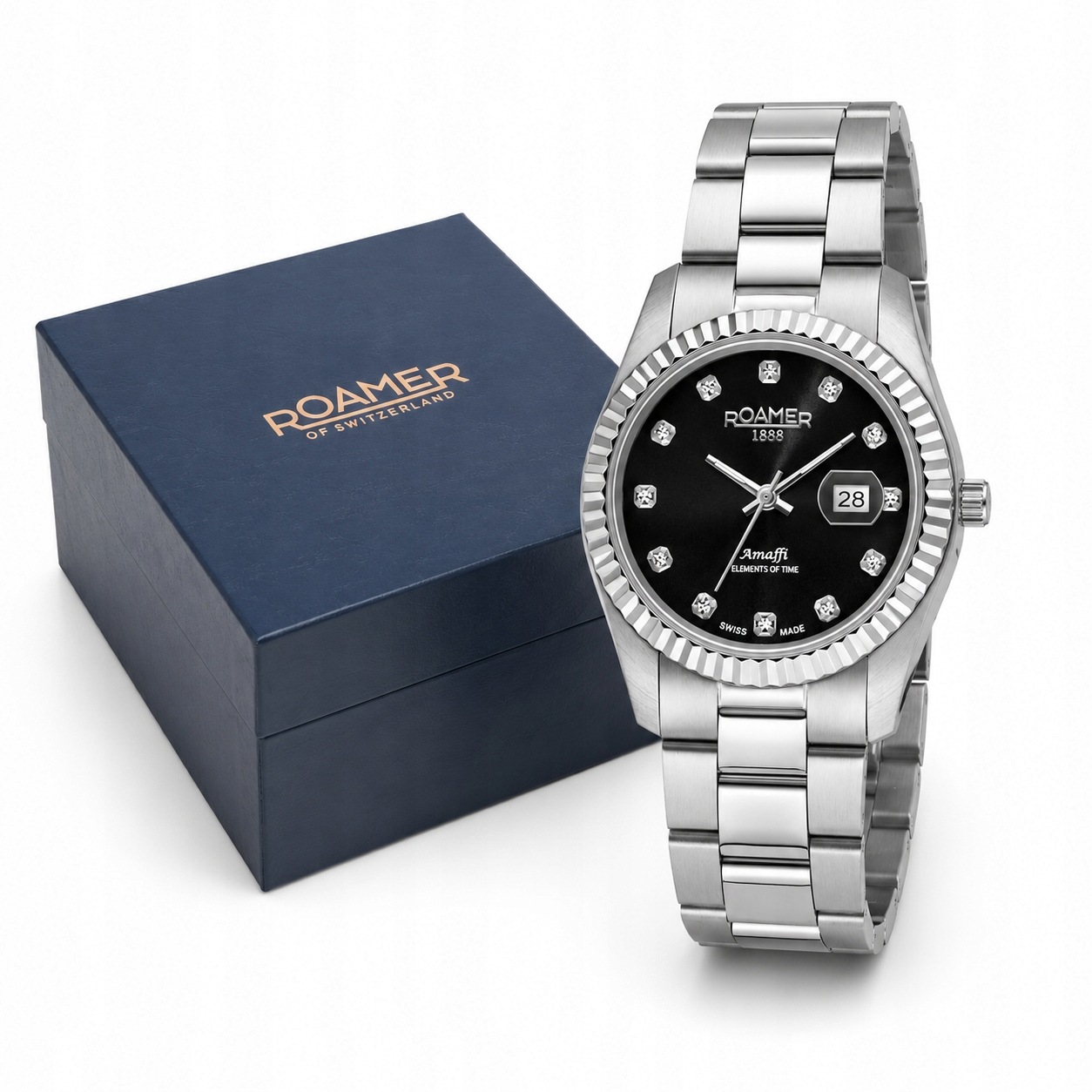 Dámské Hodinky Roamer Amalfi 852844-41-59-20 Safírové 10ATM Černé
