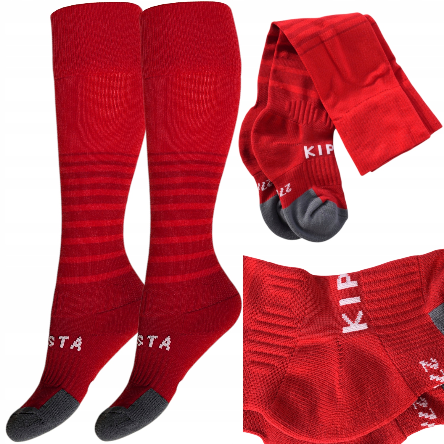 Skarpety getry czerwone Kipsta Club 27/30