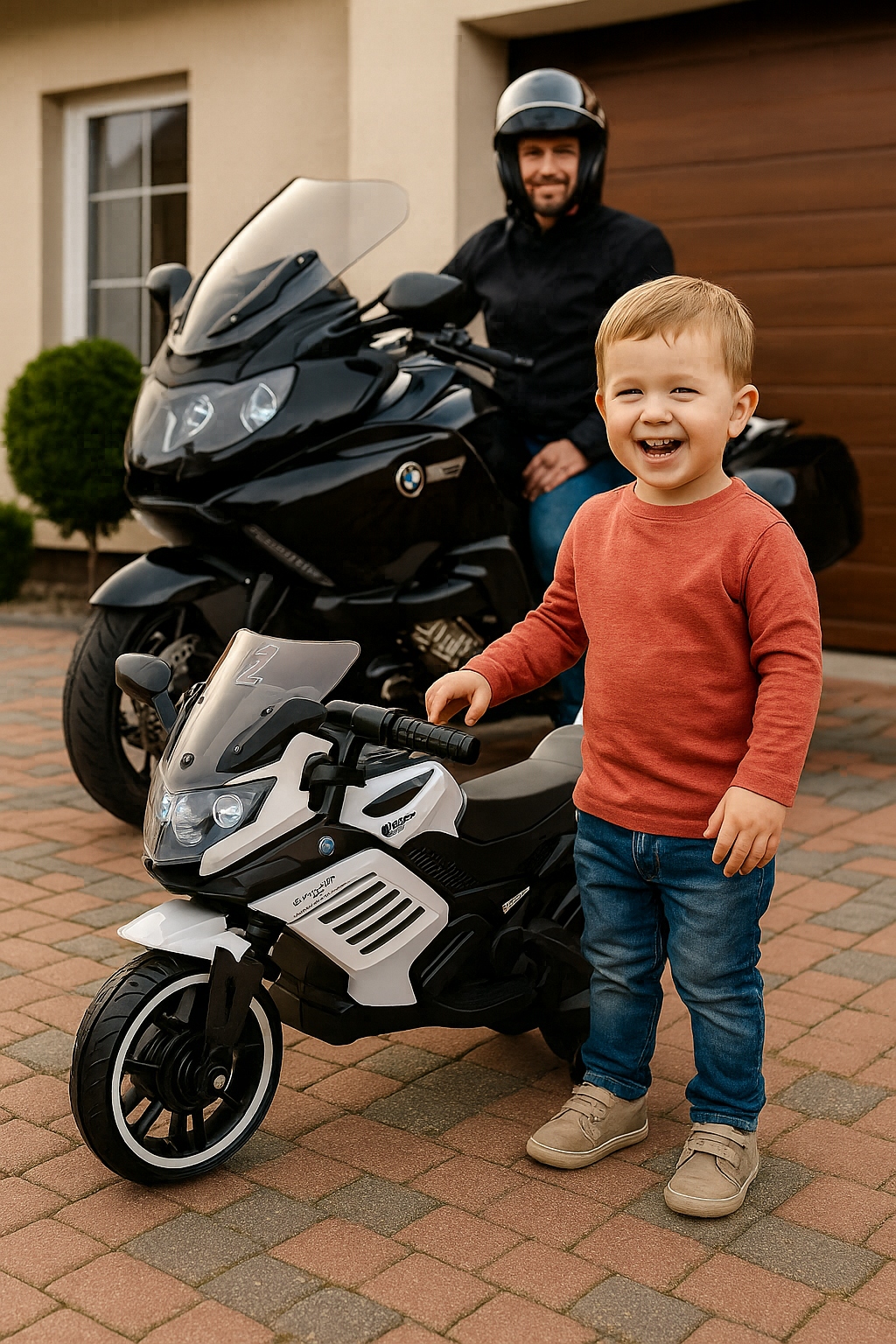 Motor motocykl ścigacz na akumulator światła LED dla dzieci biały