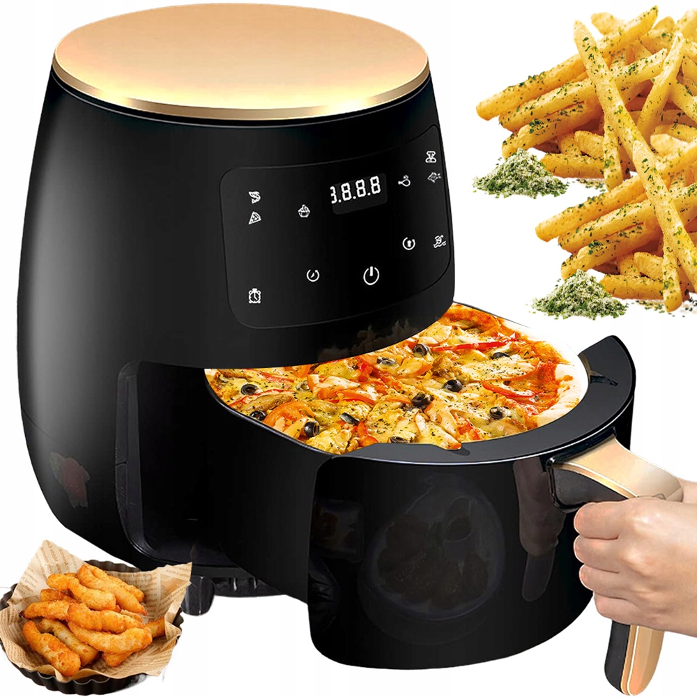 Vzduchová Fritéza 6 L S Dotykovým Led Displejem Pro Pečení Koláčů A Pizzy