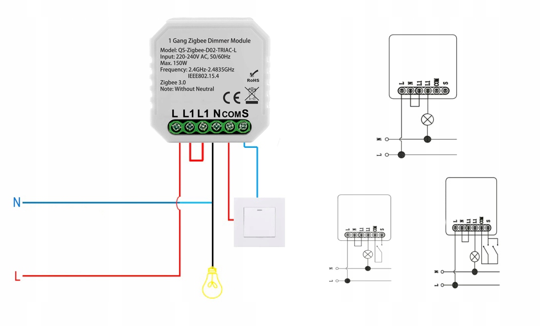 Moduł MINI ŚCIEMNIACZ Światła 1 obwód ZigBee TUYA Home Assistant #bez N Marka Nais