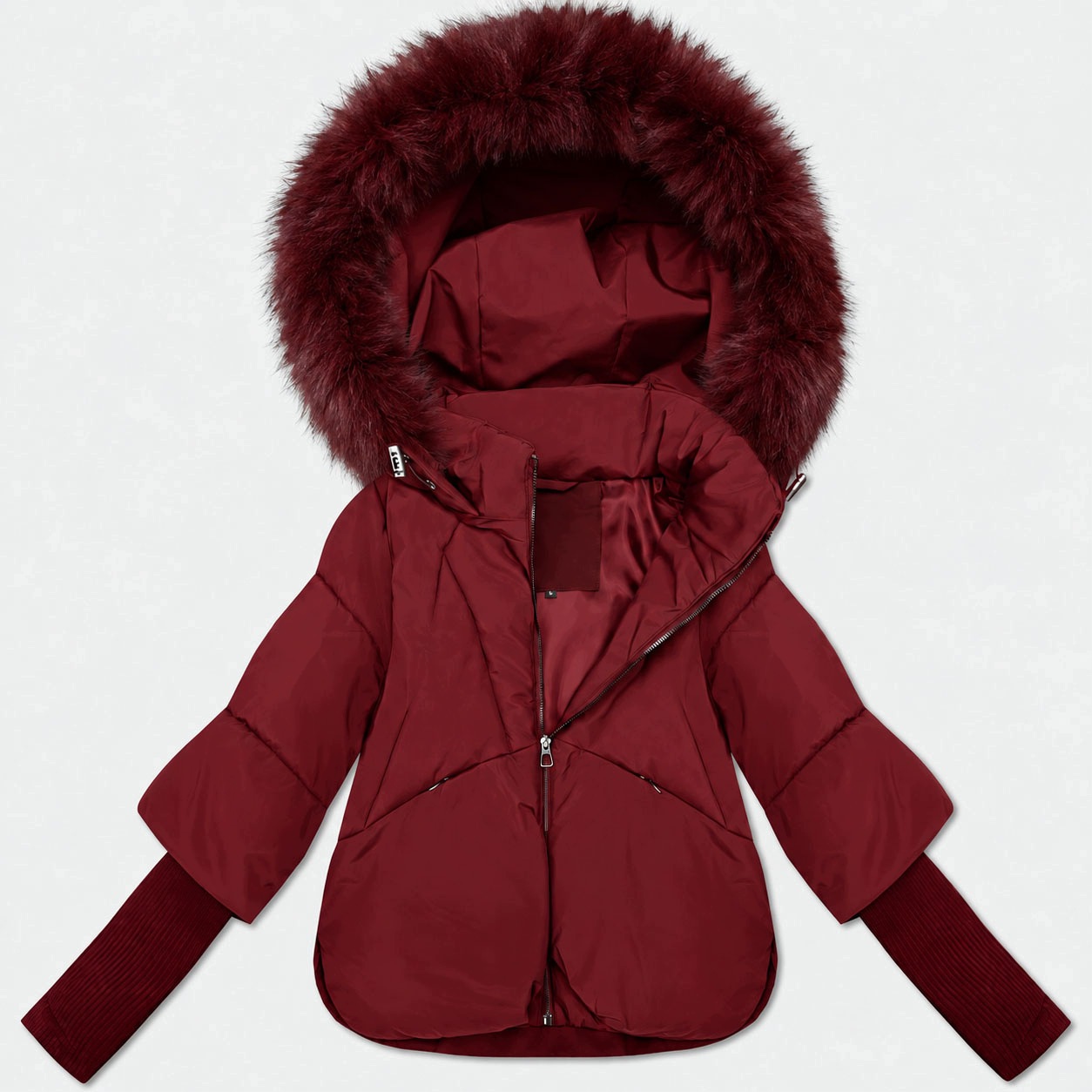 Zimní Bunda S Kapucí B6055 Bordo XL (42)
