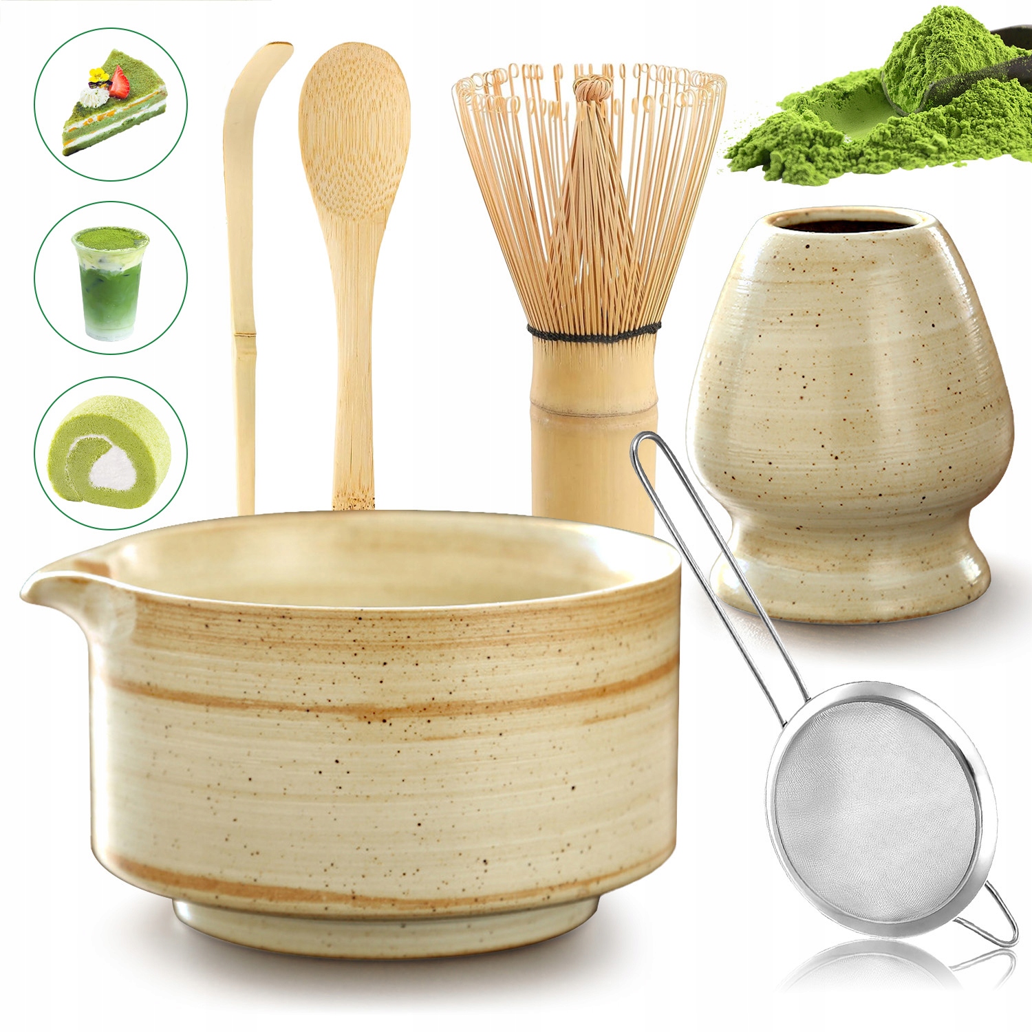 Levně Bambusová Dárková Sada 6 Ks Na Čaj Matchy Chashaku, Šlehací Metla, Odměrka