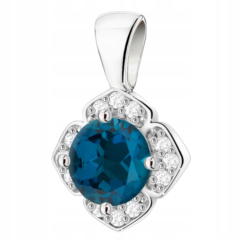 Zlatý Přívěsek Přívěsek pr. 585 Květina Brilianty 0,06 ct a Topaz 0,50 ct