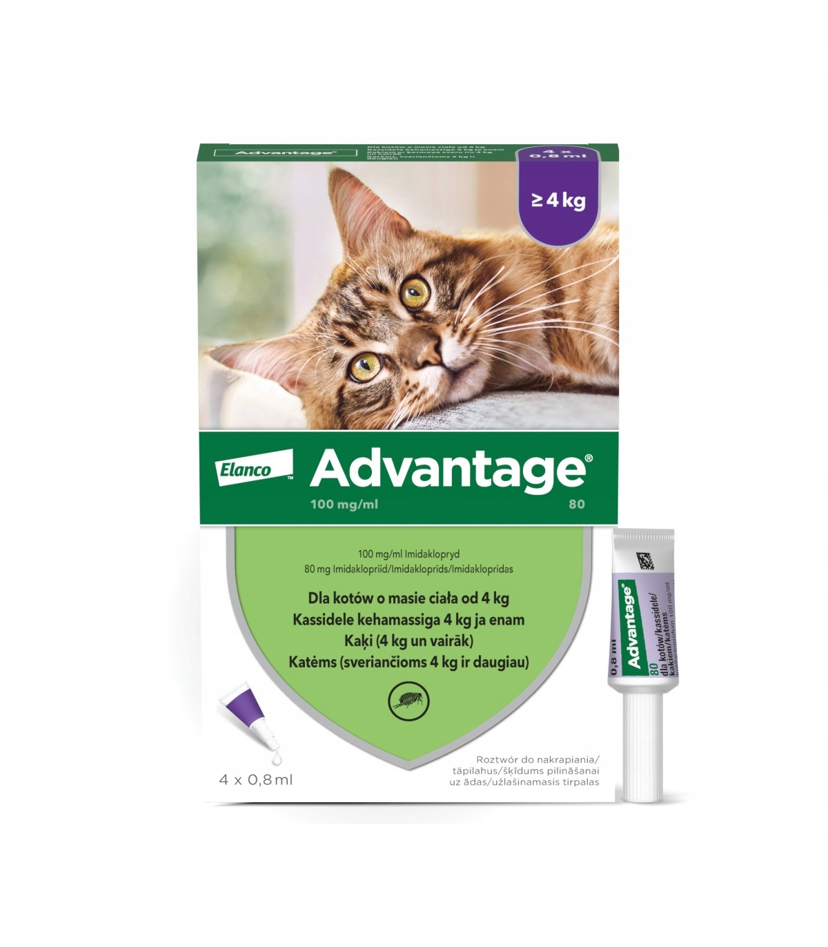 Advantage 4x0,8ml Powyżej 4 kg Krople na pchły dla kotów