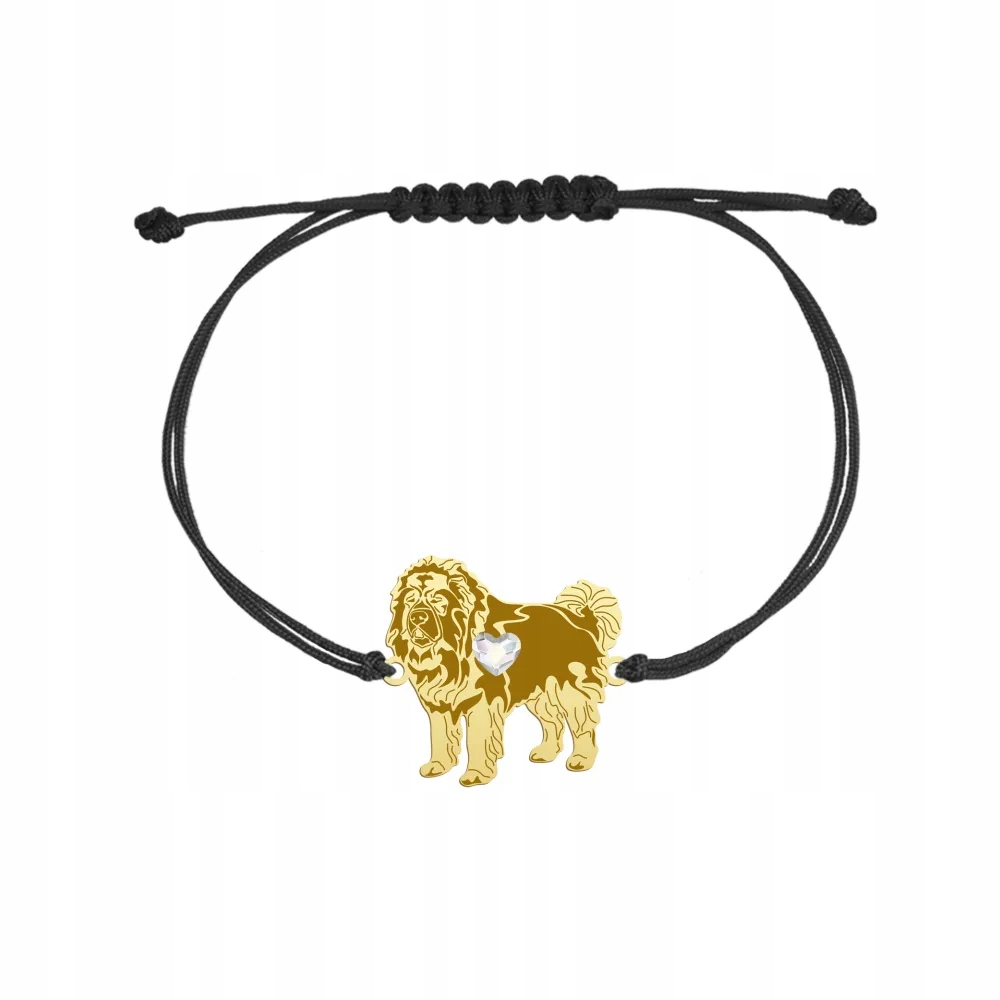 Zlatý náramek 925 s kavkazským ovčím psem, provázek, Dárek Gravírování