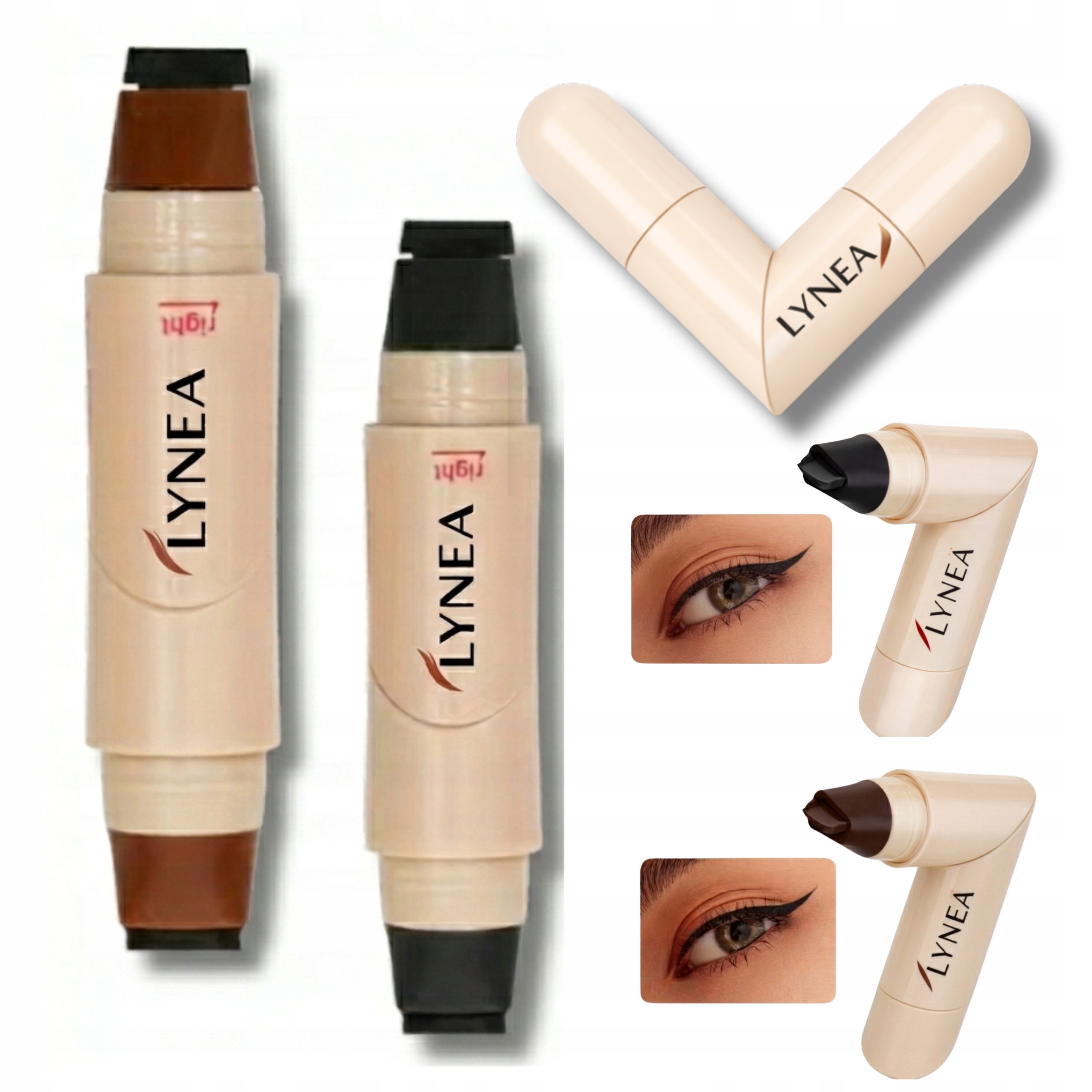 Zestaw Eyeliner Lynea Kreska Stempel Płynna Kredka Wodoodporna Braz Czarny