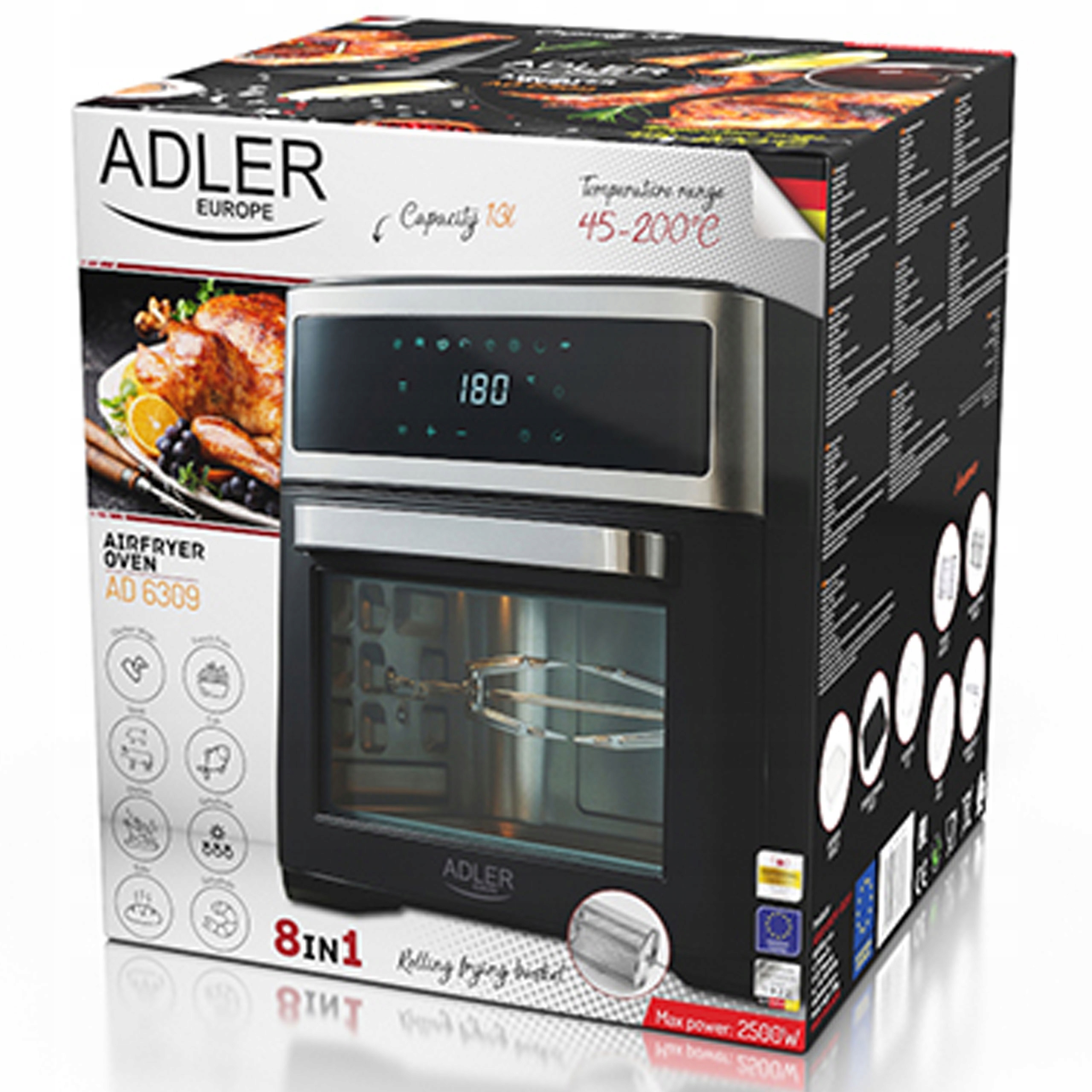 Frytkownica Beztłuszczowa AD 6309 - Piekarnik 8 w 1, 13L, 2500W