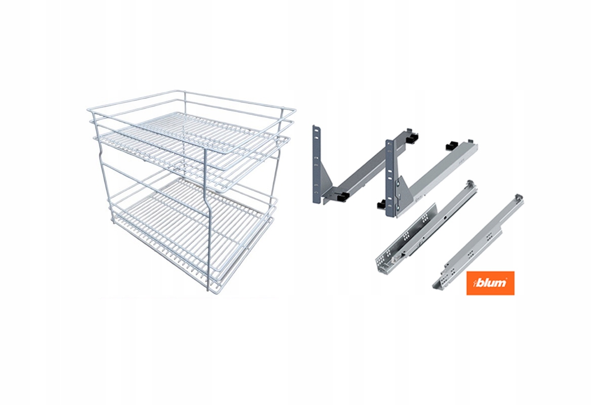 Cargo koš do spodní skříňky 60 cm 600 Bílý 2p s tlumením dovírání Blum s plným výsuvem