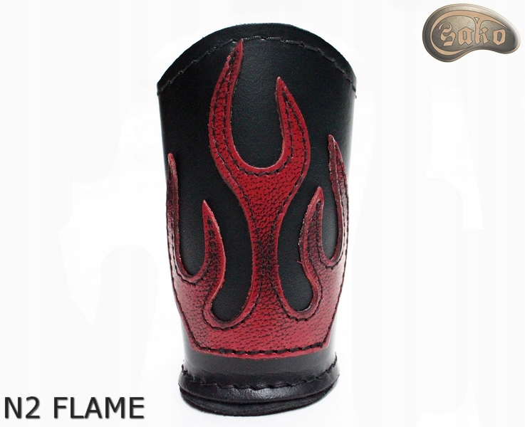 Uchwyt na napój N2 Flame z płomieniem skórzany motocyklowy nity ćwieki Sako