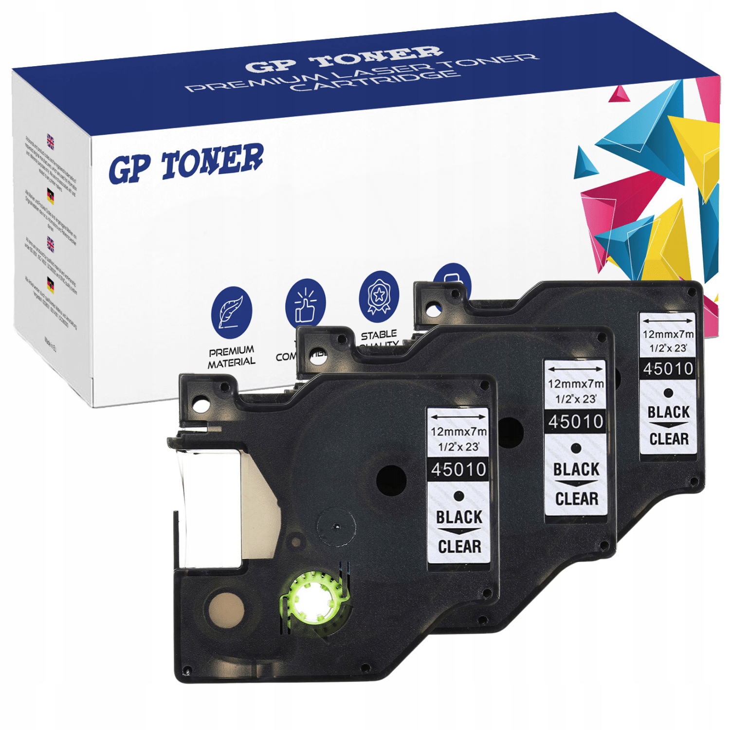 

3x Taśma do Dymo D1 45010 12mm x 7m Przeźroczysta