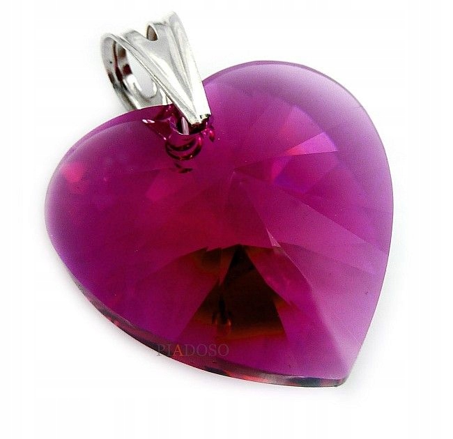 Krystaly Náhrdelník Srdce Fuchsia Stříbro Arande