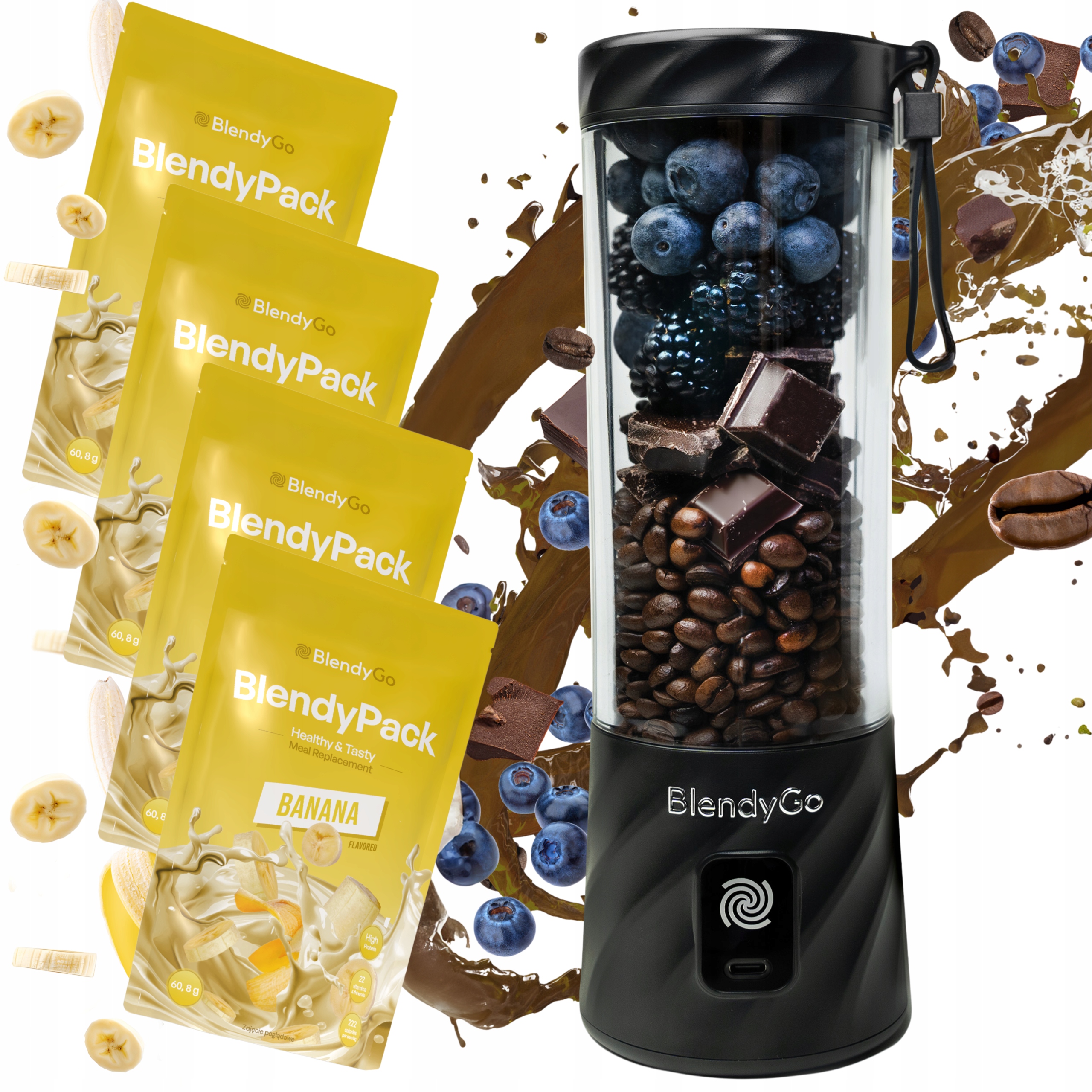 Originálny mixér BlendyGo 3 Bezdrôtový Usb 4 vrecká BlendyPack