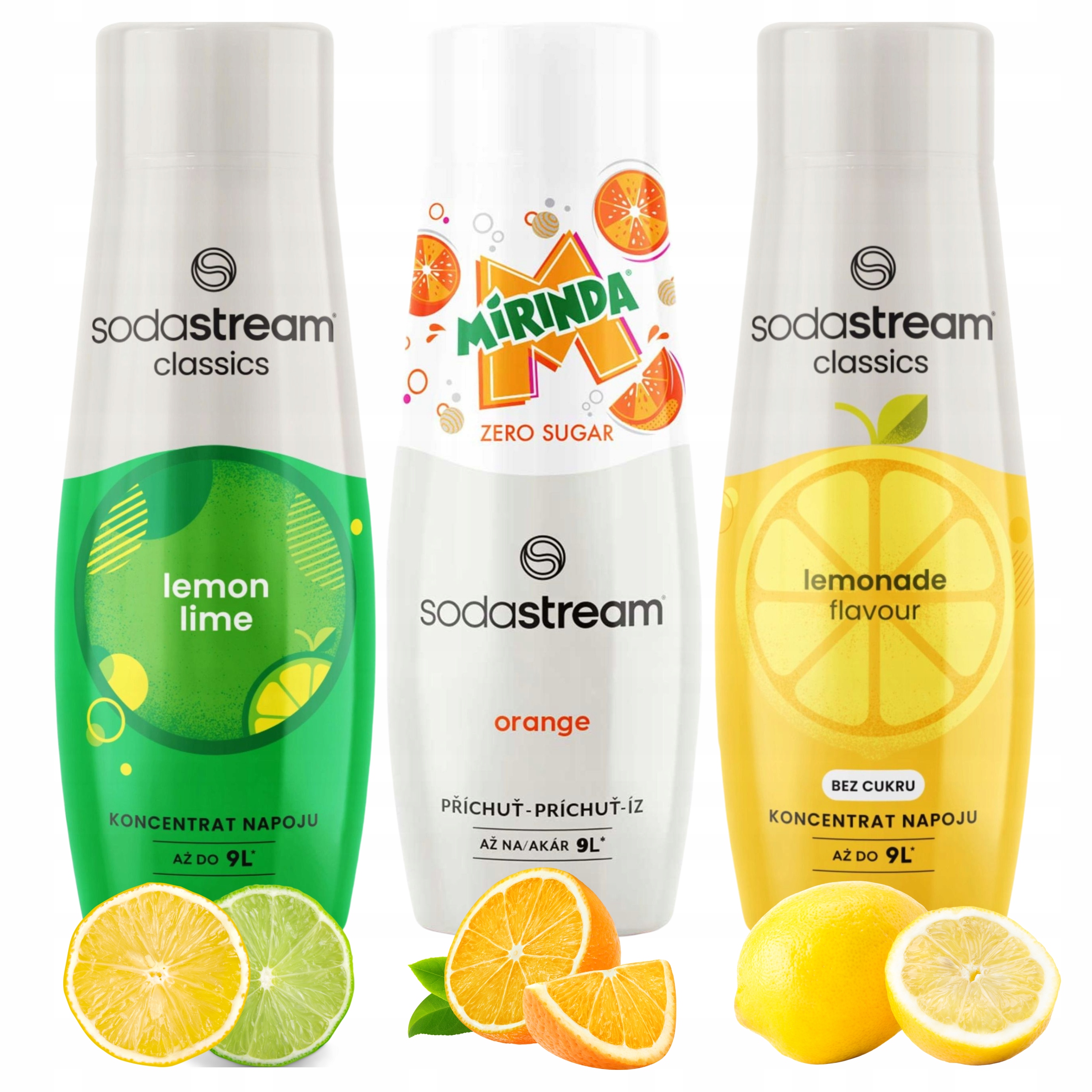 SODA STREAM CYTRYNA LIMONKA + MIRINDA ZERO + LEMONIADA Syrop do Saturatora