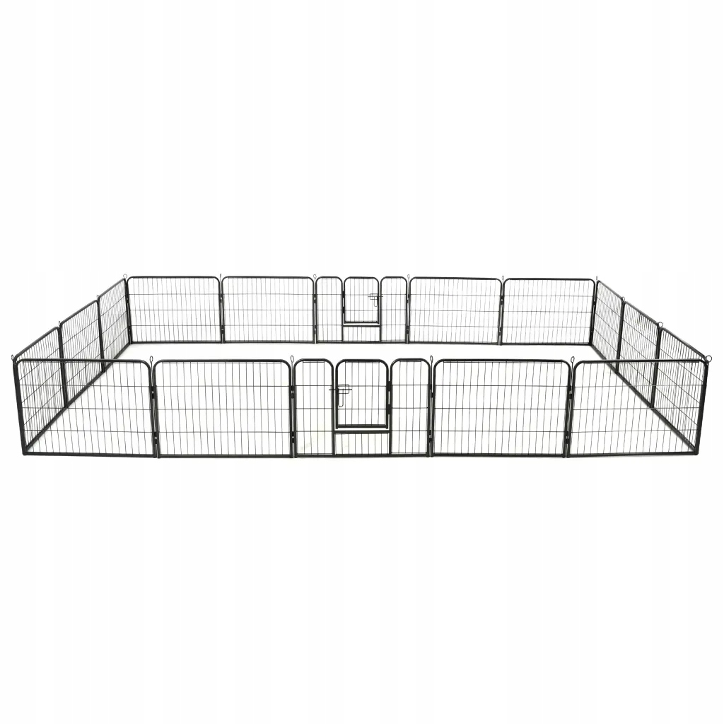 Kotec pro psy, 16 panelů, ocelová, 60 x 80 cm, černá