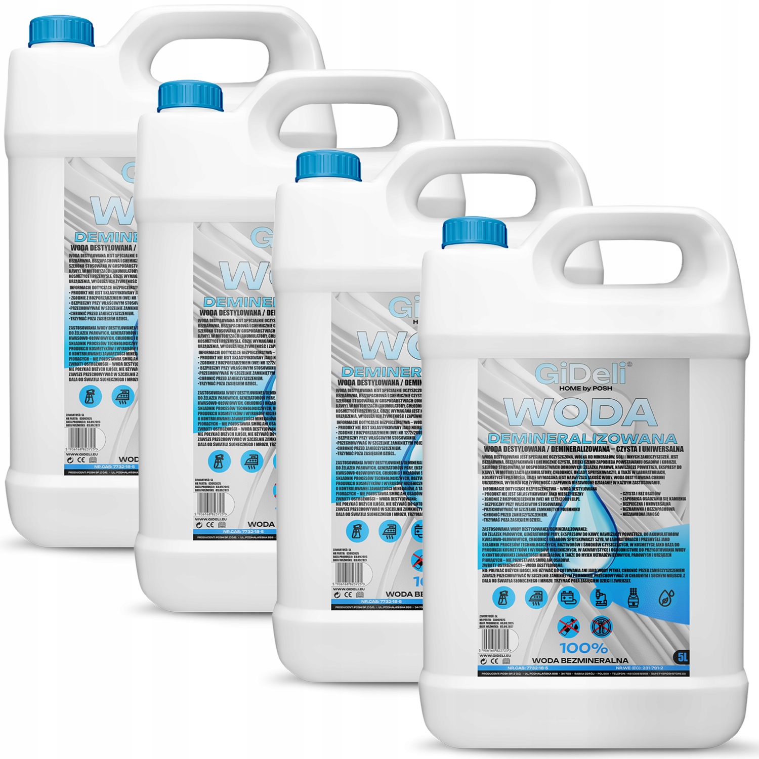 GiDeli Demineralizovaná destilovaná voda 4x 5L