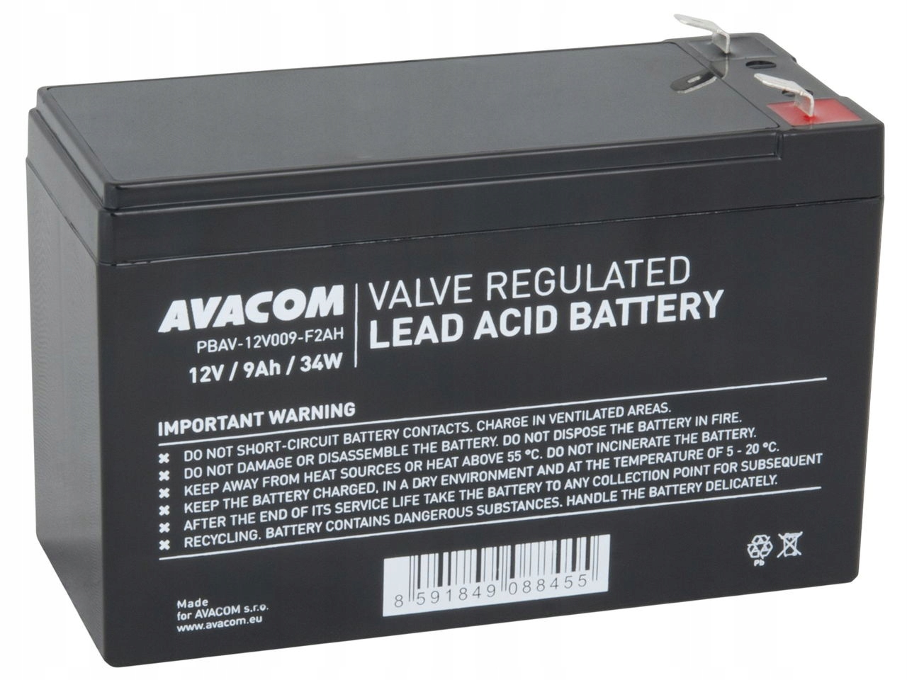 Avacom akumulator 12V 9Ah F2 HighRate (PBAV-12V009-F2AH)