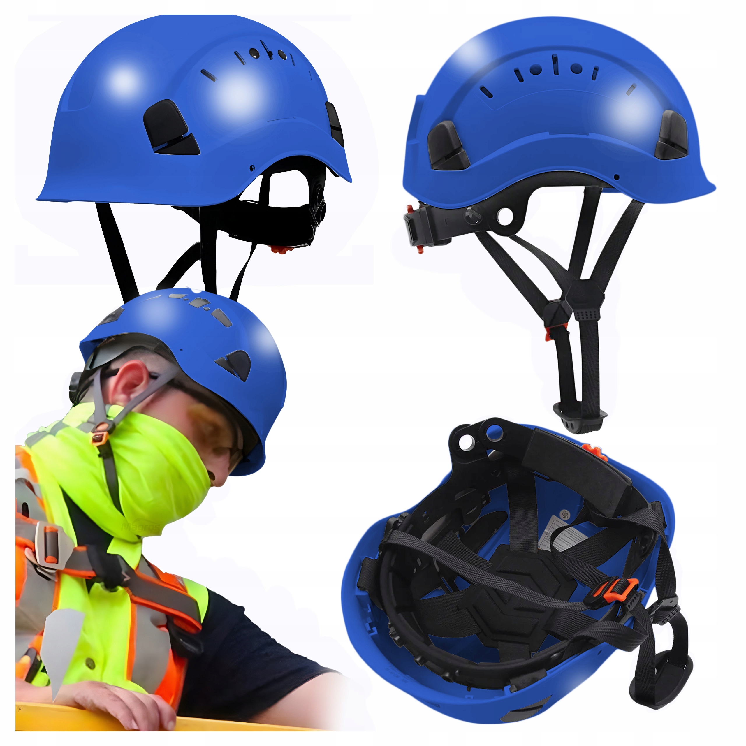 Kask Roboczy Hełm Przemysłowy Ochronny Wentylowany Budowlany Bhp NIebieski