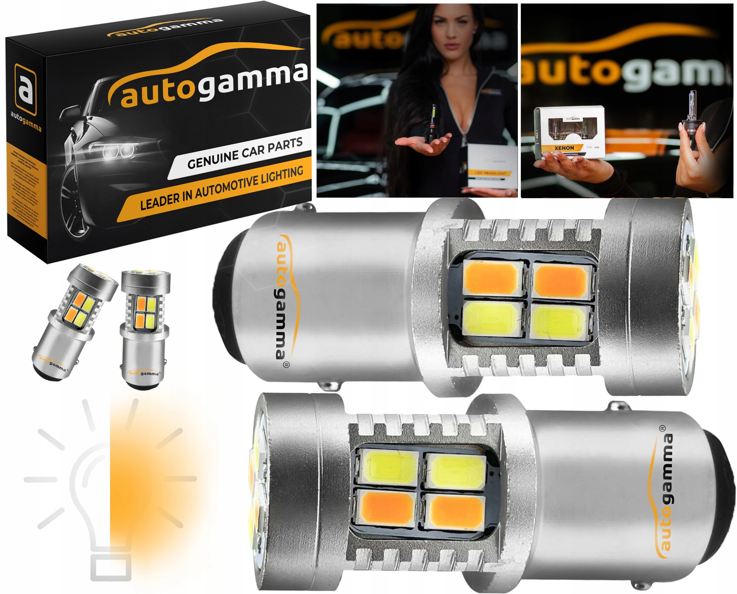 Żarówka P21/5W 1157 BAY15D Canbus Led 20xSMD Biały Pomarańczowy 2 szt