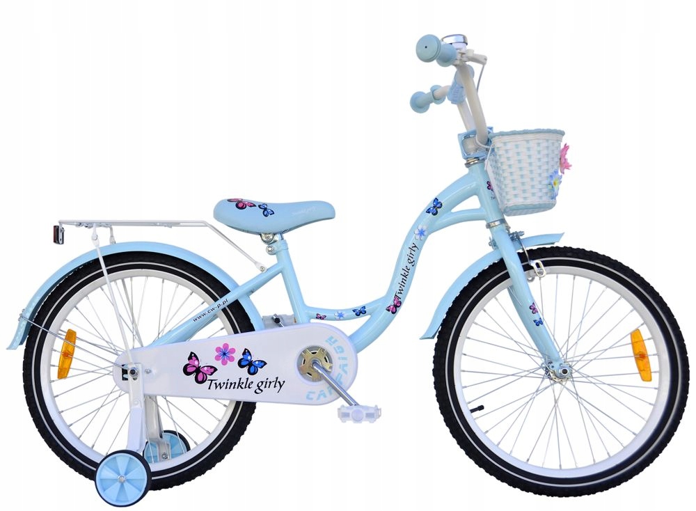 Rower dziecięcy na kołach 20" Twinkle Girly Butterflies Light Blue +dodatki