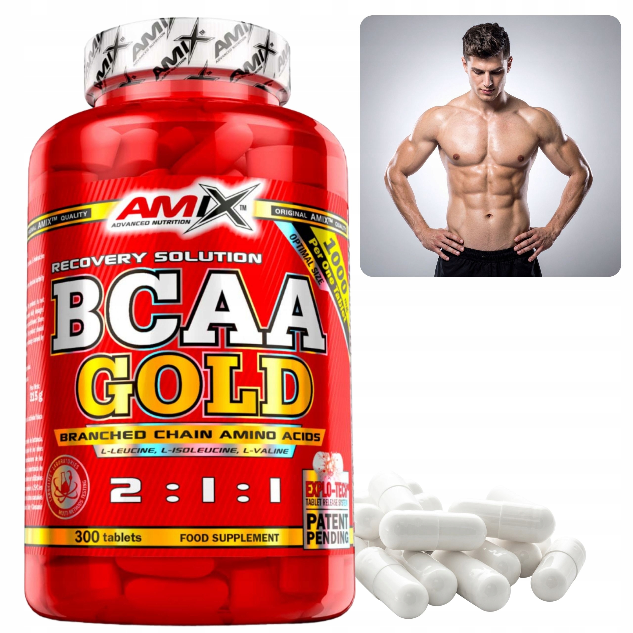 Aminokyseliny Bcaa 2:1:1 v tabletkách Amix Bcaa Gold Regenerace svalů 300ks