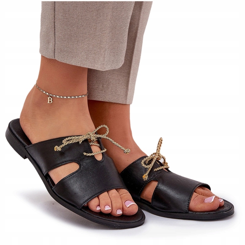 Dámské Kožené Nazouváky Na Plochém Podpatku Elegantní Zazoo 3022 Černé 39