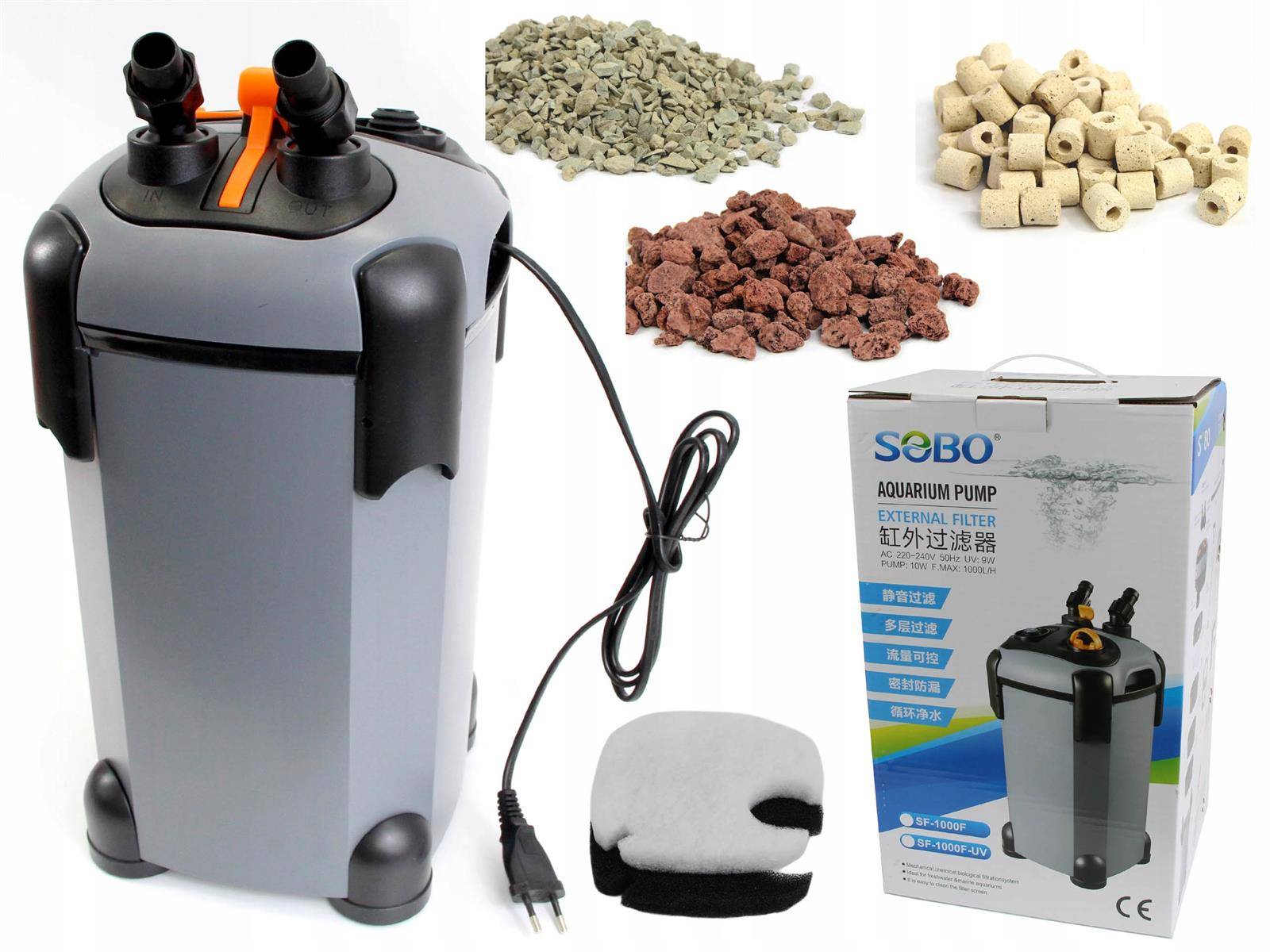 

Sobo Filtr Zewnętrzny SF-1000-UV Lampa 9W Akwarium