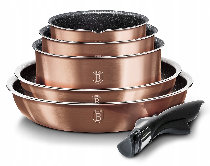Sada stolového riadu s odnímateľným držiakom 12 ks Rosegold Metallic Line