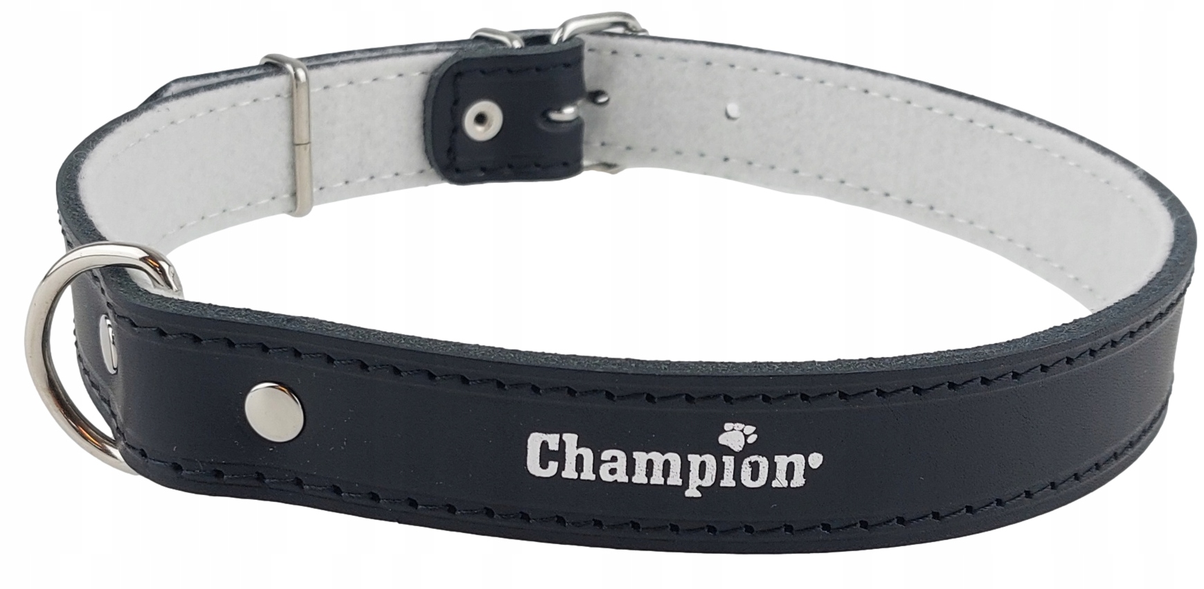 Levně Obojek pro psa Lícová kůže Polský Výrobce Champion 70 cm/3 cm Černý