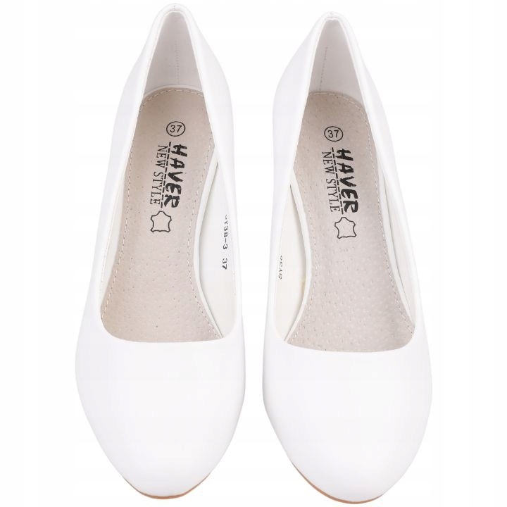 BIAŁE CZÓŁENKA DAMSKIE NA SŁUPKU OBCASIE BUTY ELEGANCKIE WKŁ.EKOSKÓRA Wzór dominujący inny wzór