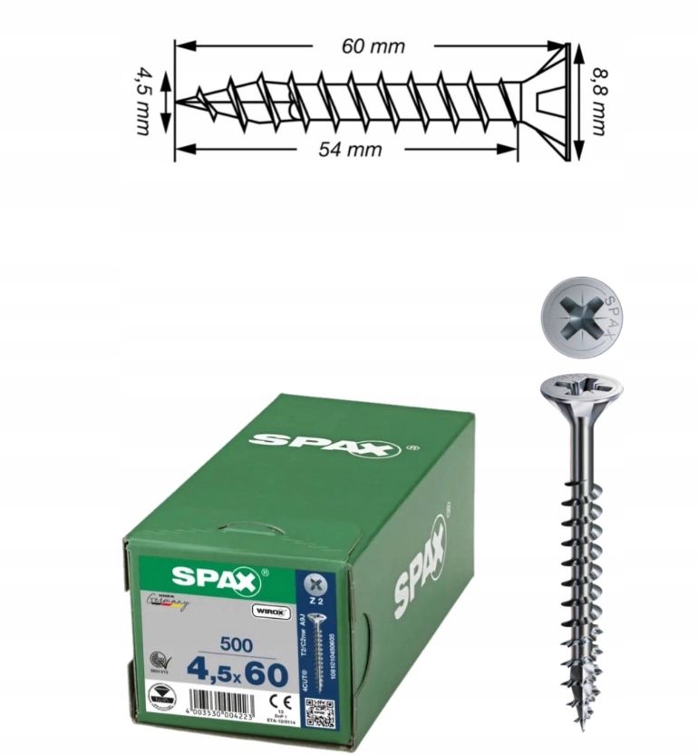 Šrouby Spax 4,5x60 Wirox op.500ks