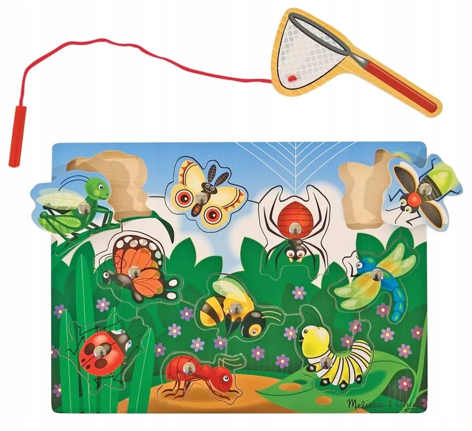 ZABAWKI DLA DZIECI DREWNIANA UKŁADANKA MAGNETYCZNA ŁĄKA PUDEŁKO NA OWADY Marka Goki