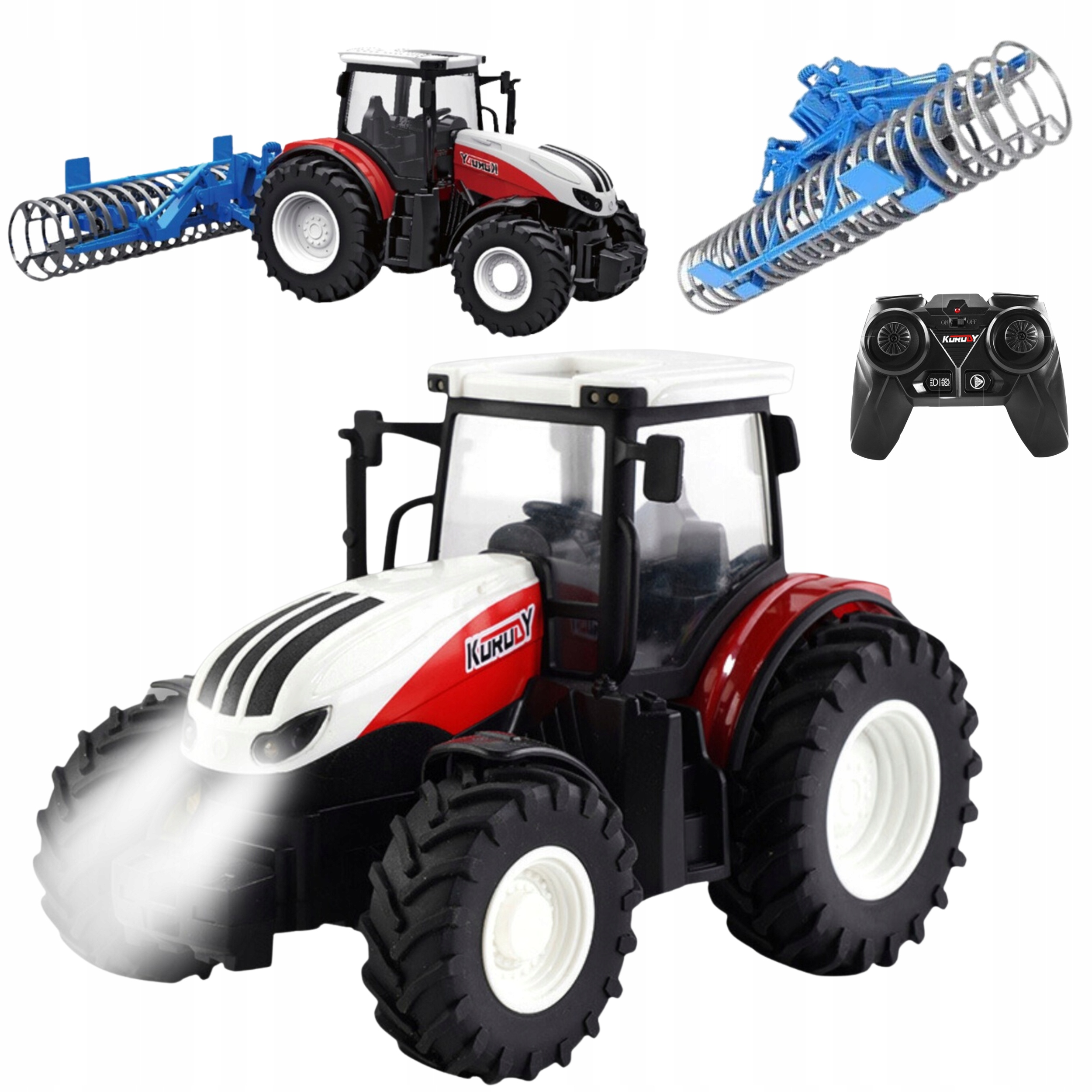 Traktor ciągnik zdalnie sterowany z wałem maszyna rolnicza dla dzieci RC Efekty świetlne