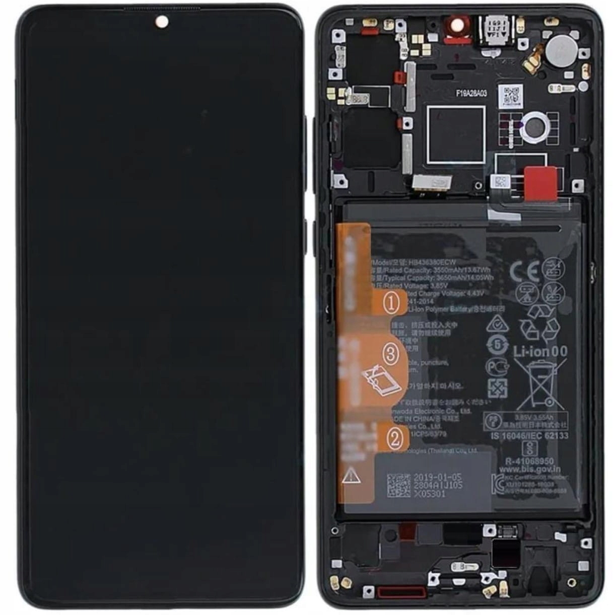 Org LCD displej Huawei P30 ELE-L09 Čierny S Rámčkom