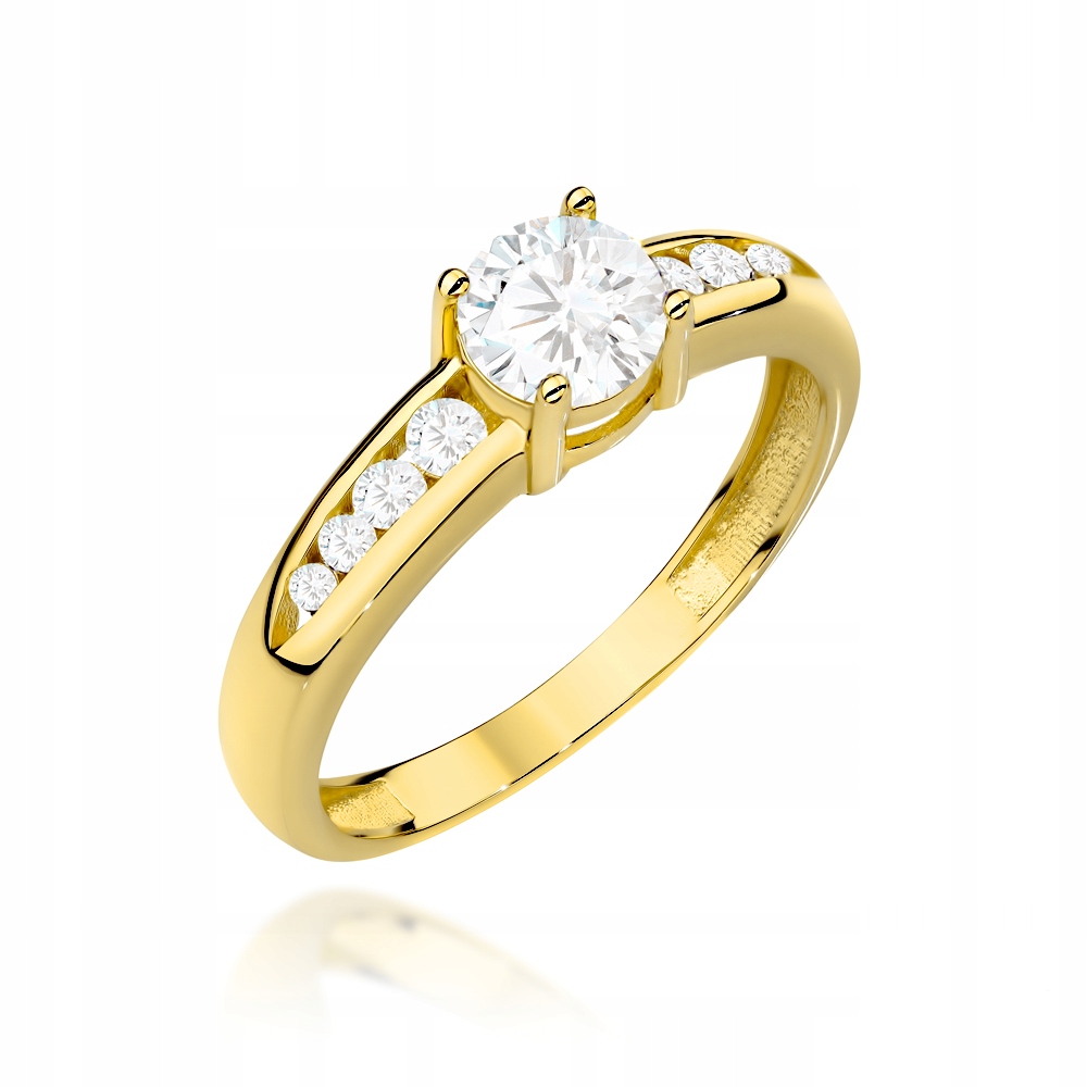 Zlatý prstýnek 585 zirkon bílý s korunkou 18r, elegantní vzor 2.08 g