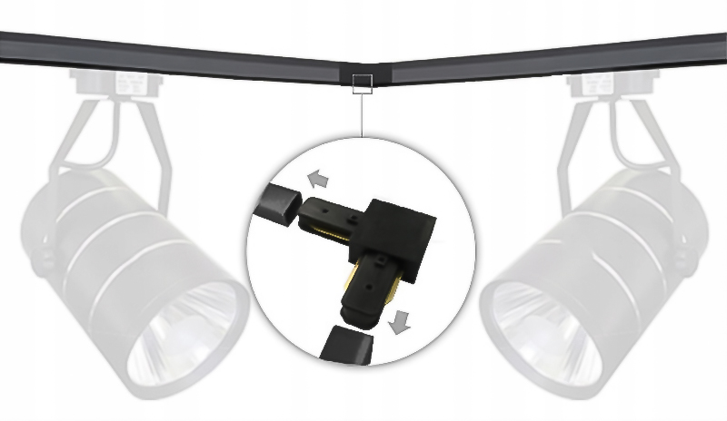 ŁĄCZNIK DO SZYNOPRZEWODÓW - NAROŻNY CZARNY Stan opakowania oryginalne