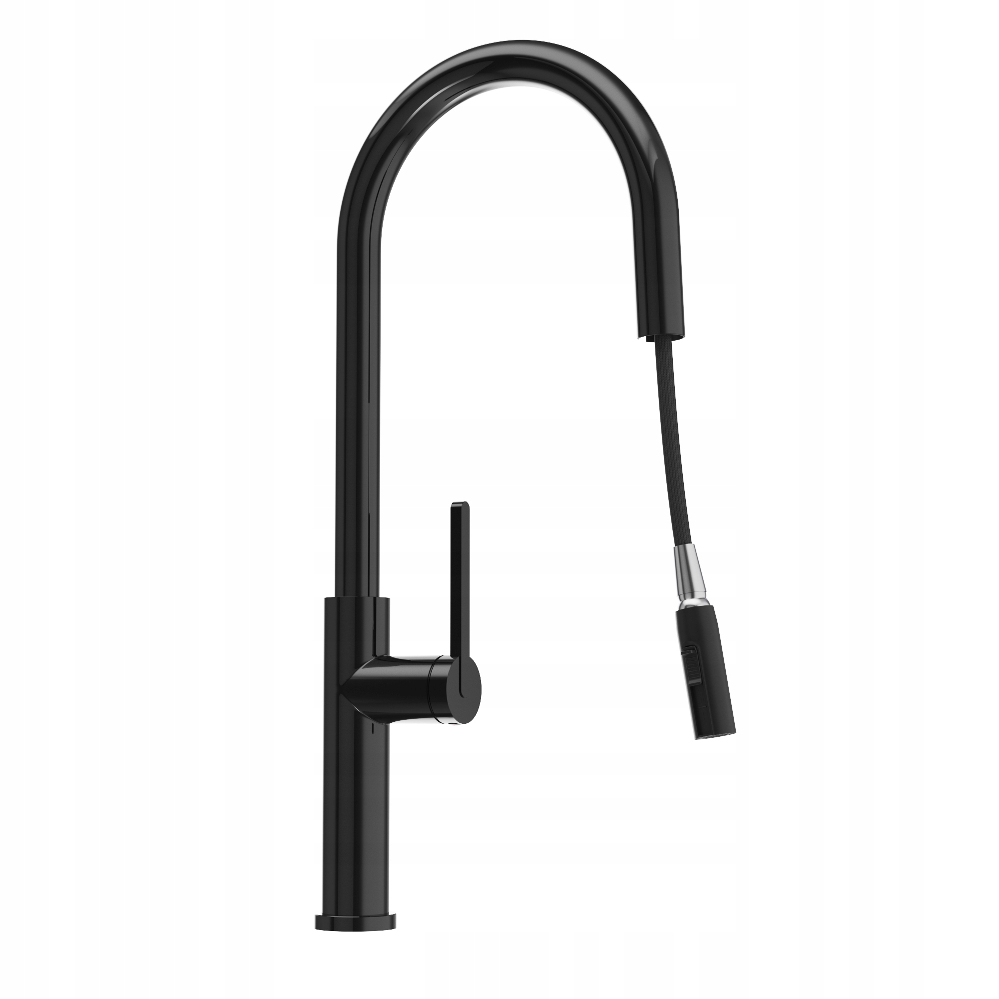 Kuchynská Batéria S Výsuvným Výtokom, Čierny Kohútik V Lesku Prati