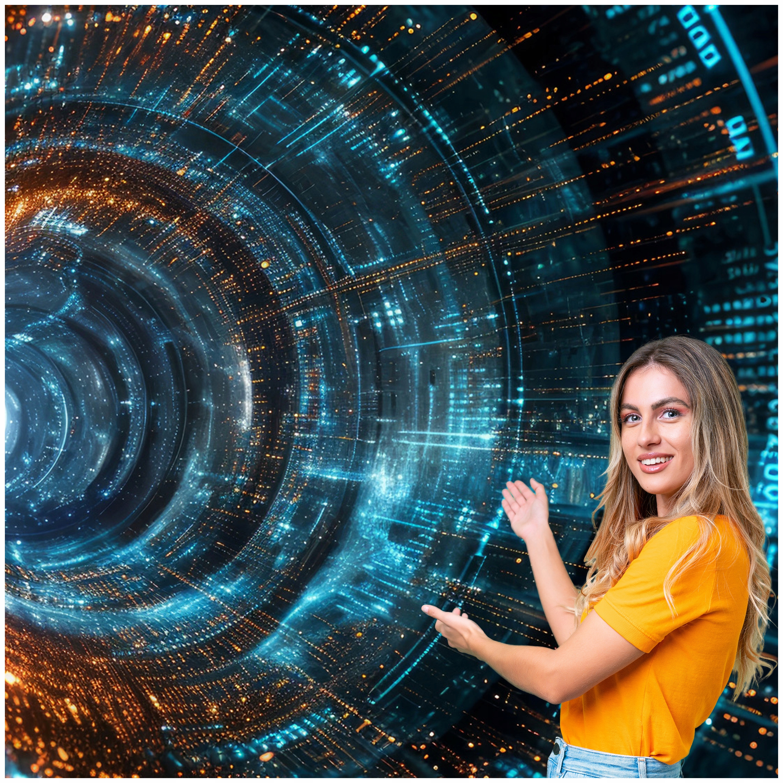 Fototapeta 3D Tunel Chodba Abstraktní časoprostorová 588x280 TUN11W