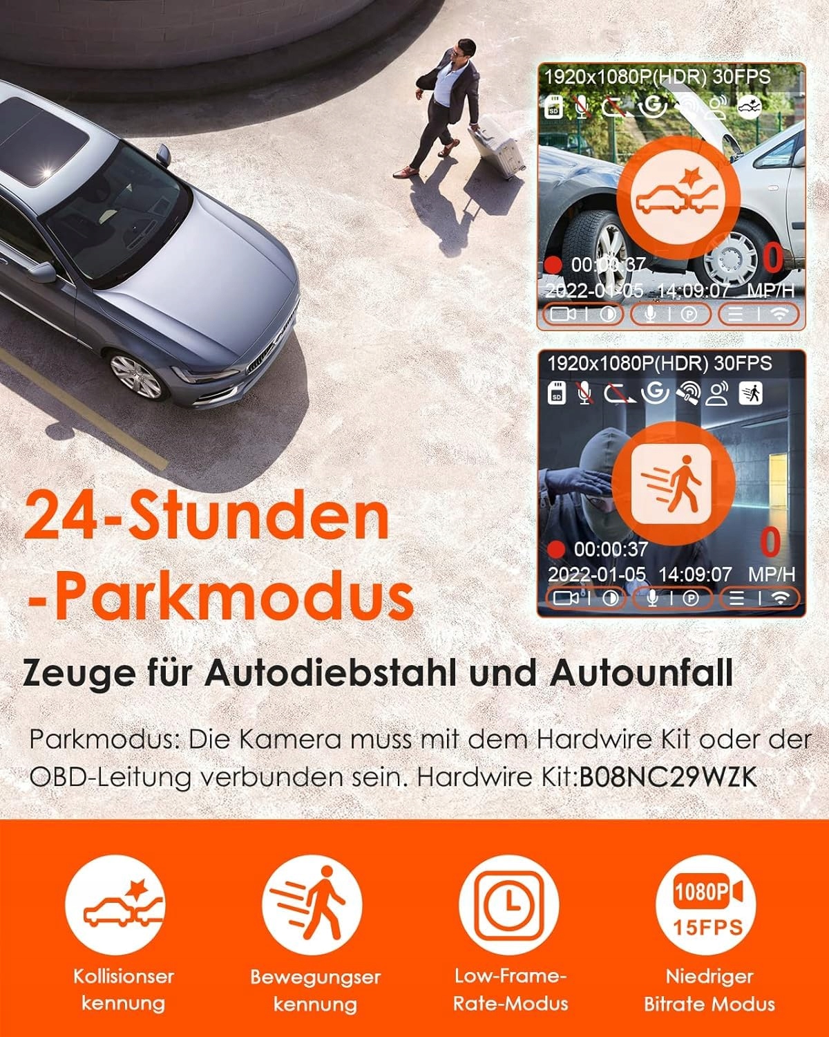 VANTRUE E1 Lite Mini Kamera Samochodowa WiFi 1080P HDR GPS Nocne Widzenie — miniatura 6